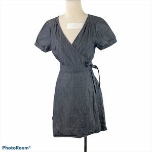 GAP‎ Blue Fit And Flare Wrap 100% Cotton Dress